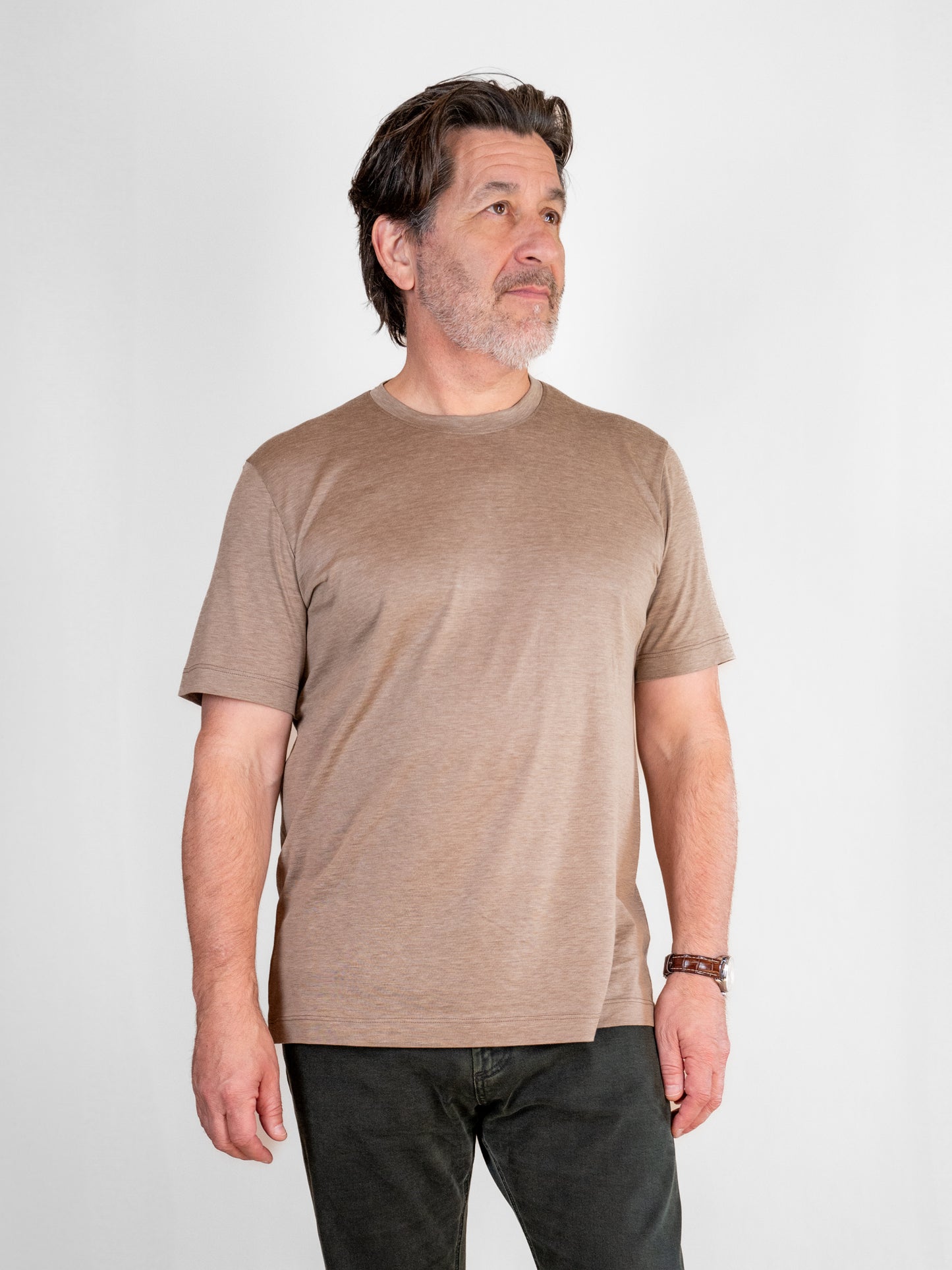 James Silk Blend T-Shirt - Beige