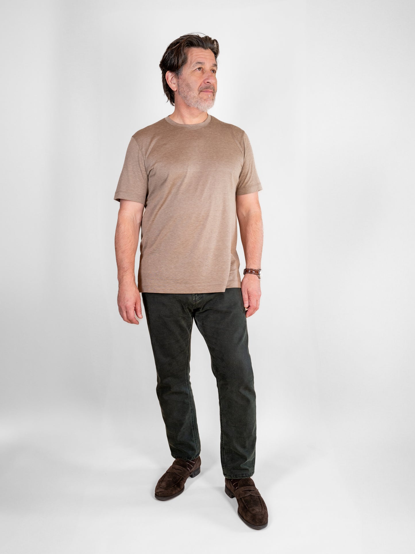 James Silk Blend T-Shirt - Beige