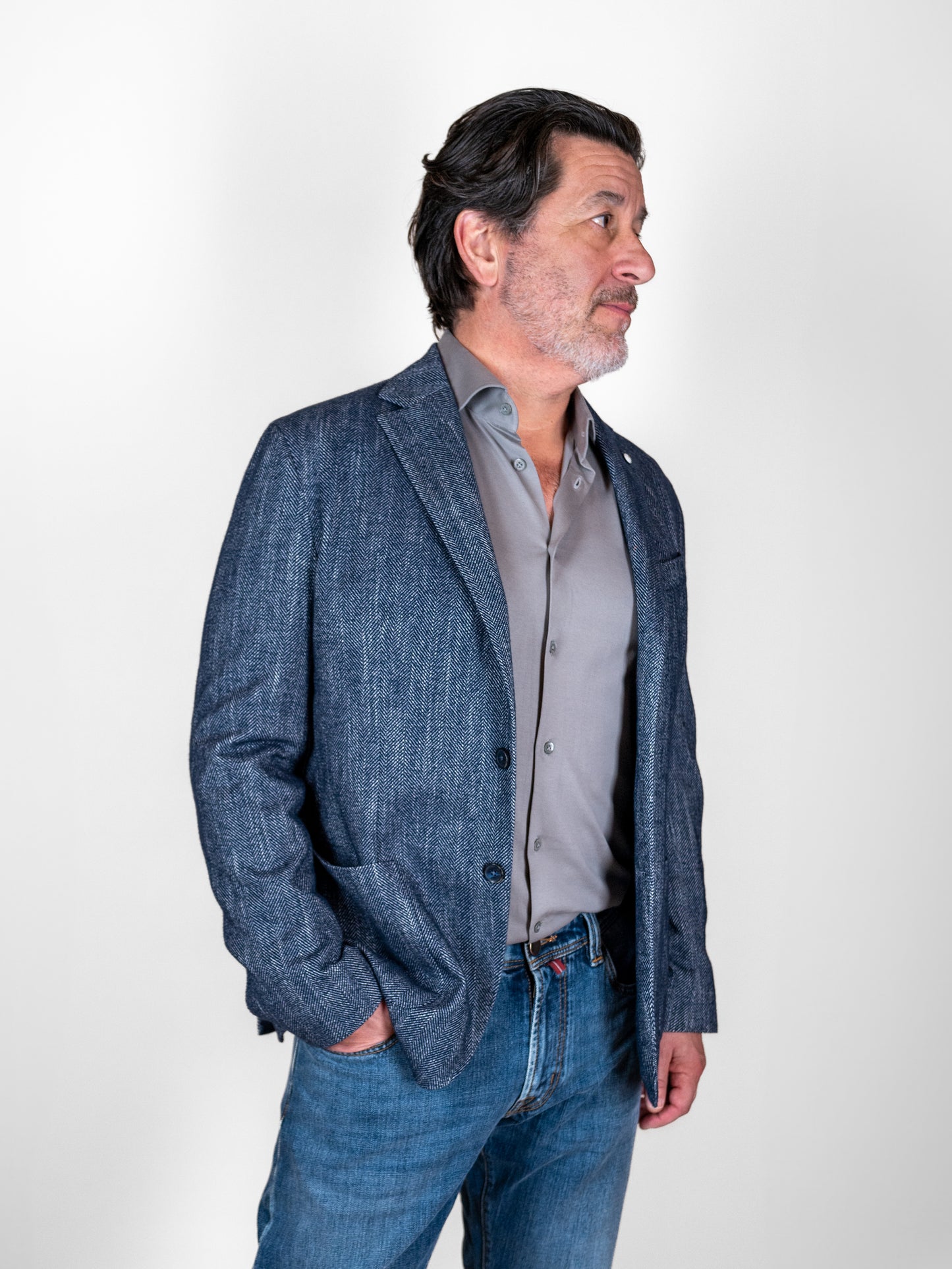 Herringbone Sport Coat - Navy
