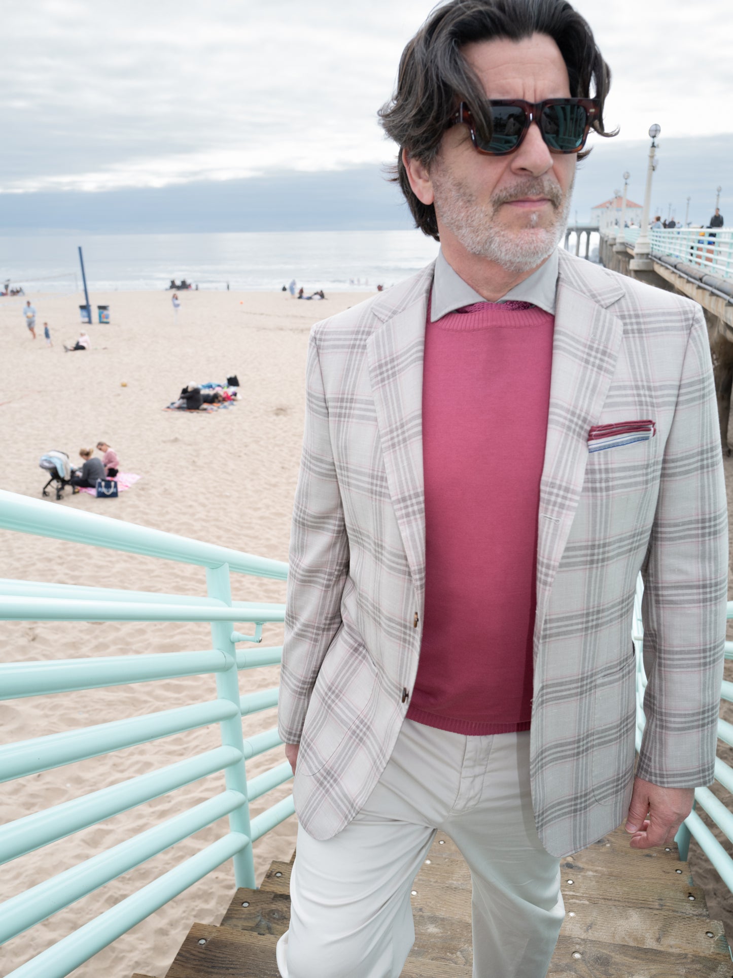 Wool/Silk/Linen Sport Coat - Taupe Plaid