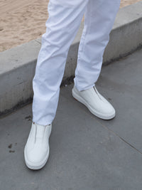 S4 - Santoni Victory Leather Slip-On Sneaker - White