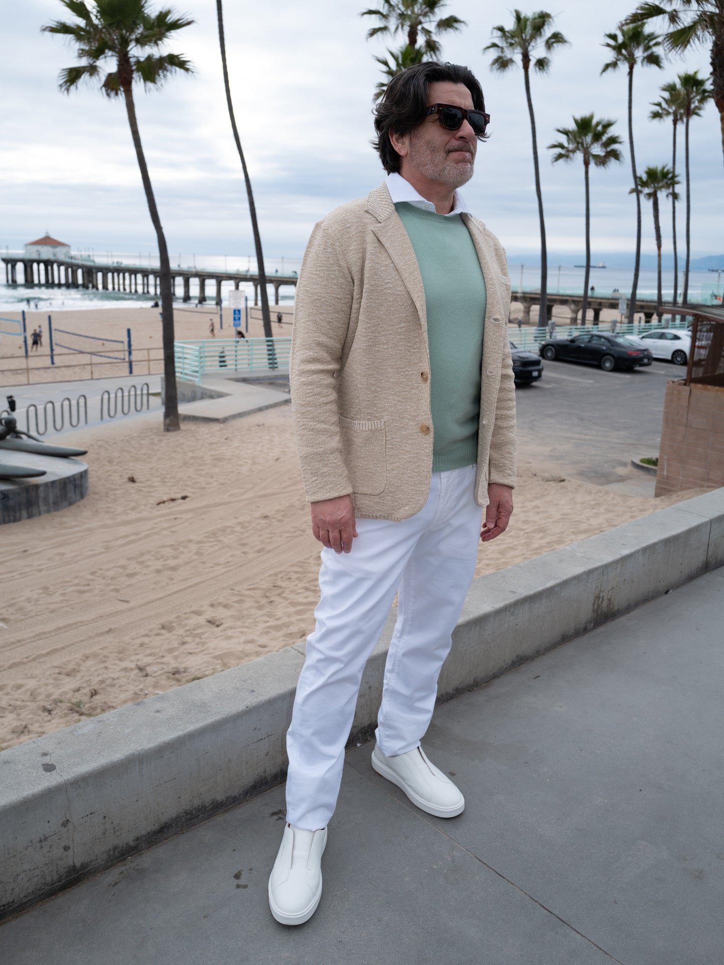 S4 - Santoni Victory Leather Slip-On Sneaker - White