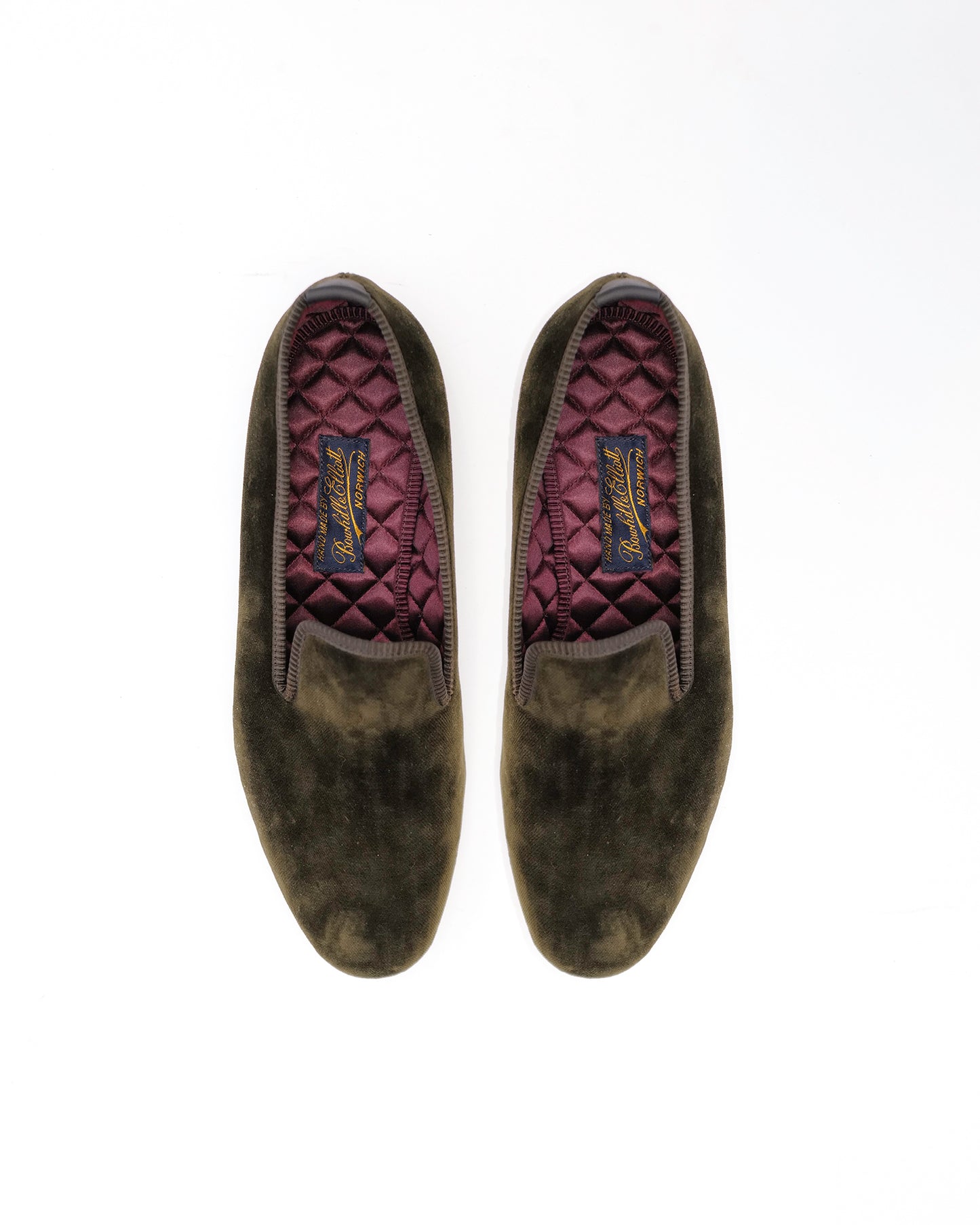 BE6 - Olive Velvet Plain Albert Slippers