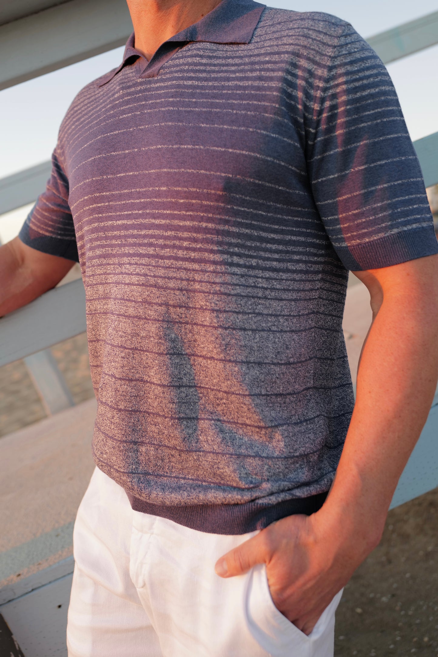 Maurizio Baldassari Marin Knit Polo - Air Blue