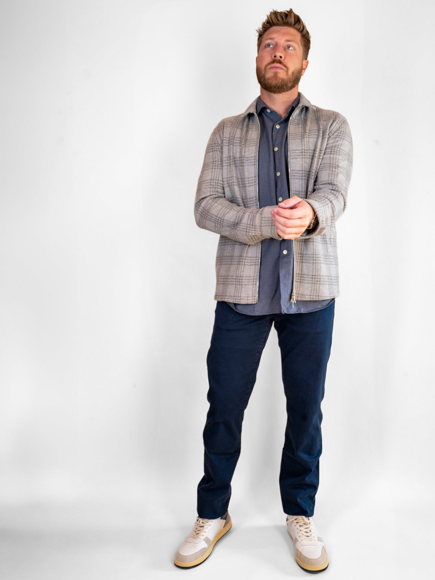 Grey Plaid Cashmere Jacket