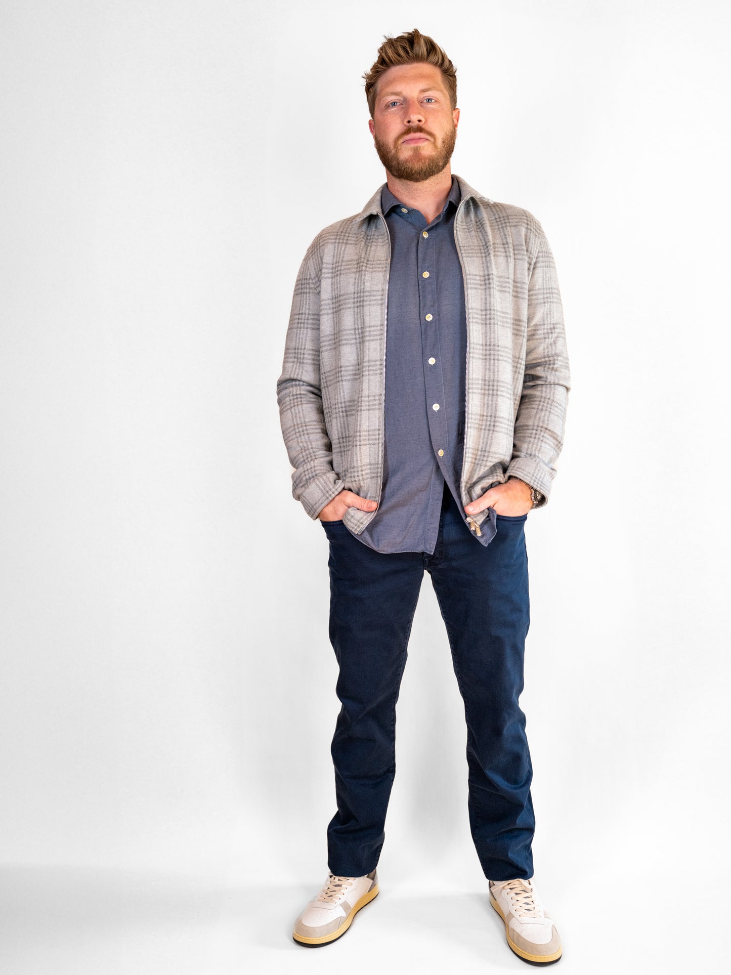 Grey Plaid Cashmere Jacket