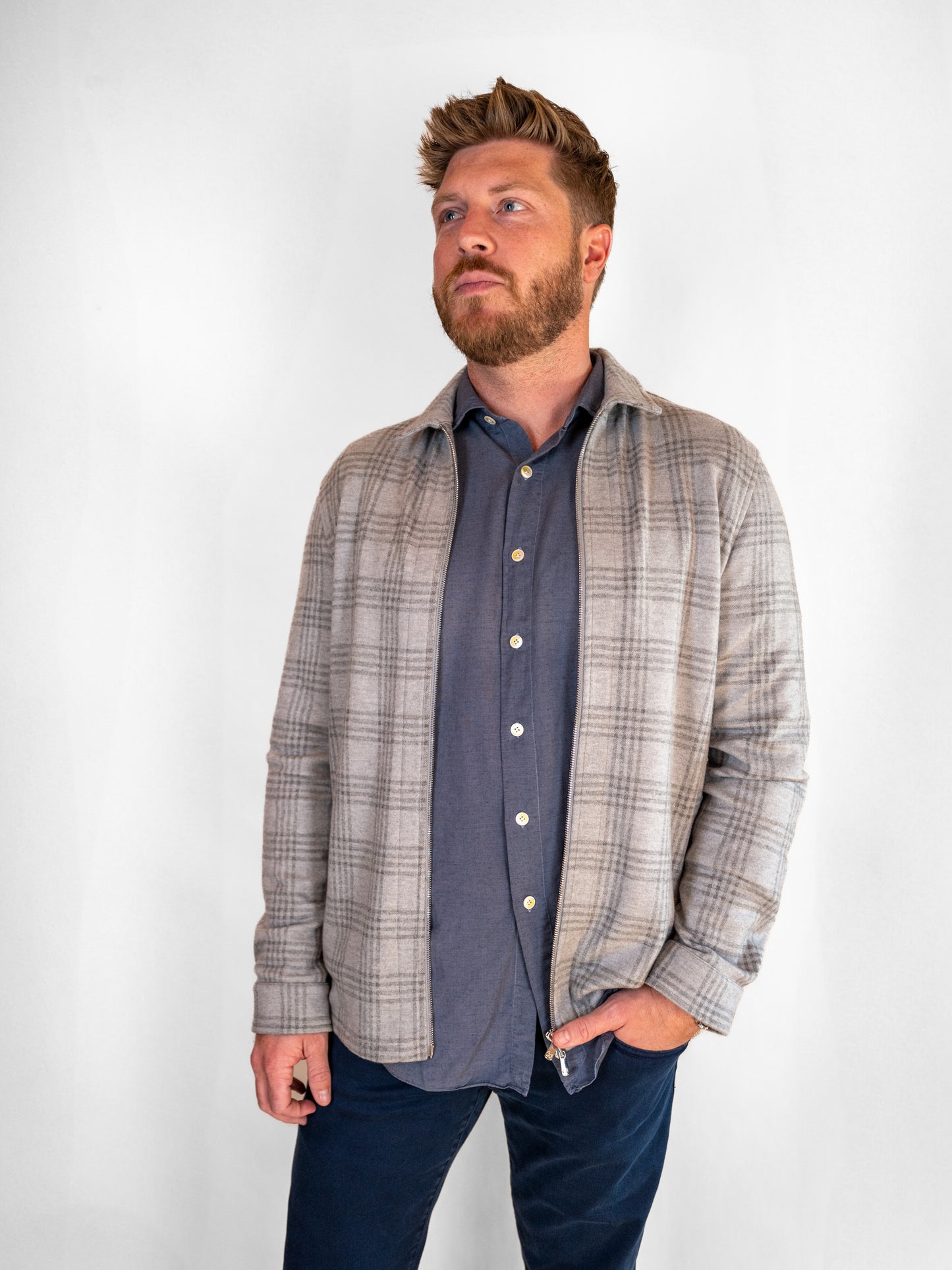 Grey Plaid Cashmere Jacket
