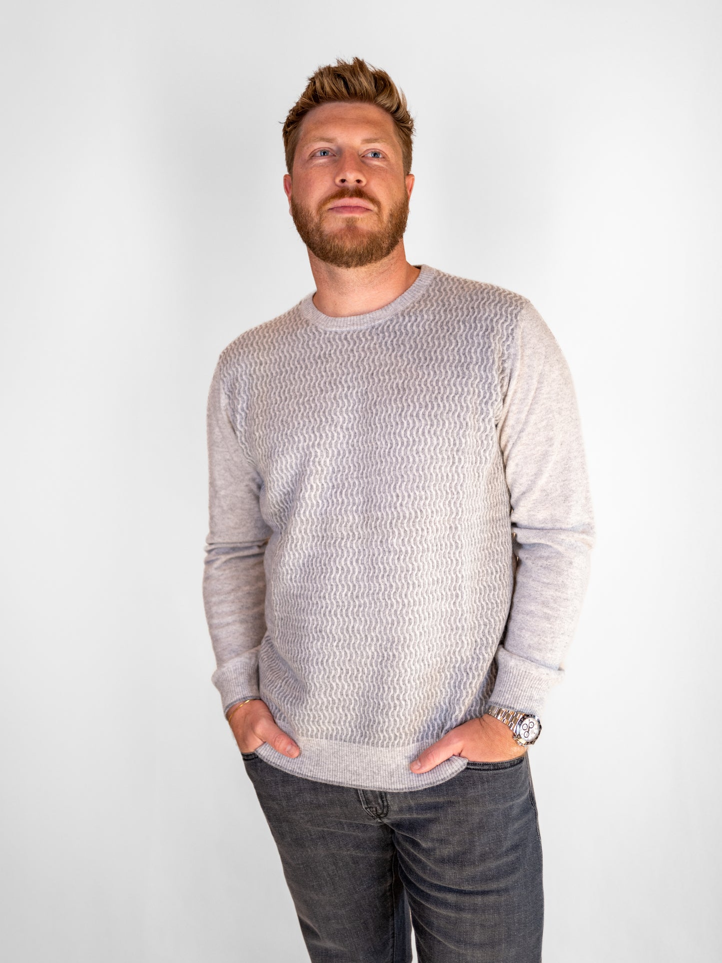 Grey Crewneck Cashmere Sweater