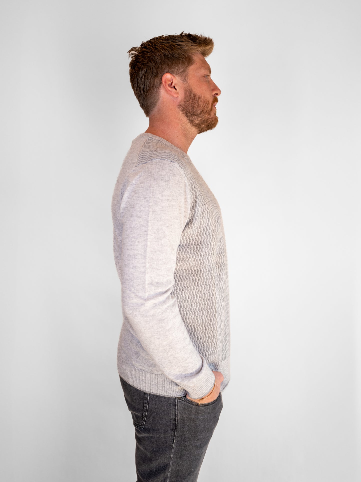 Grey Crewneck Cashmere Sweater