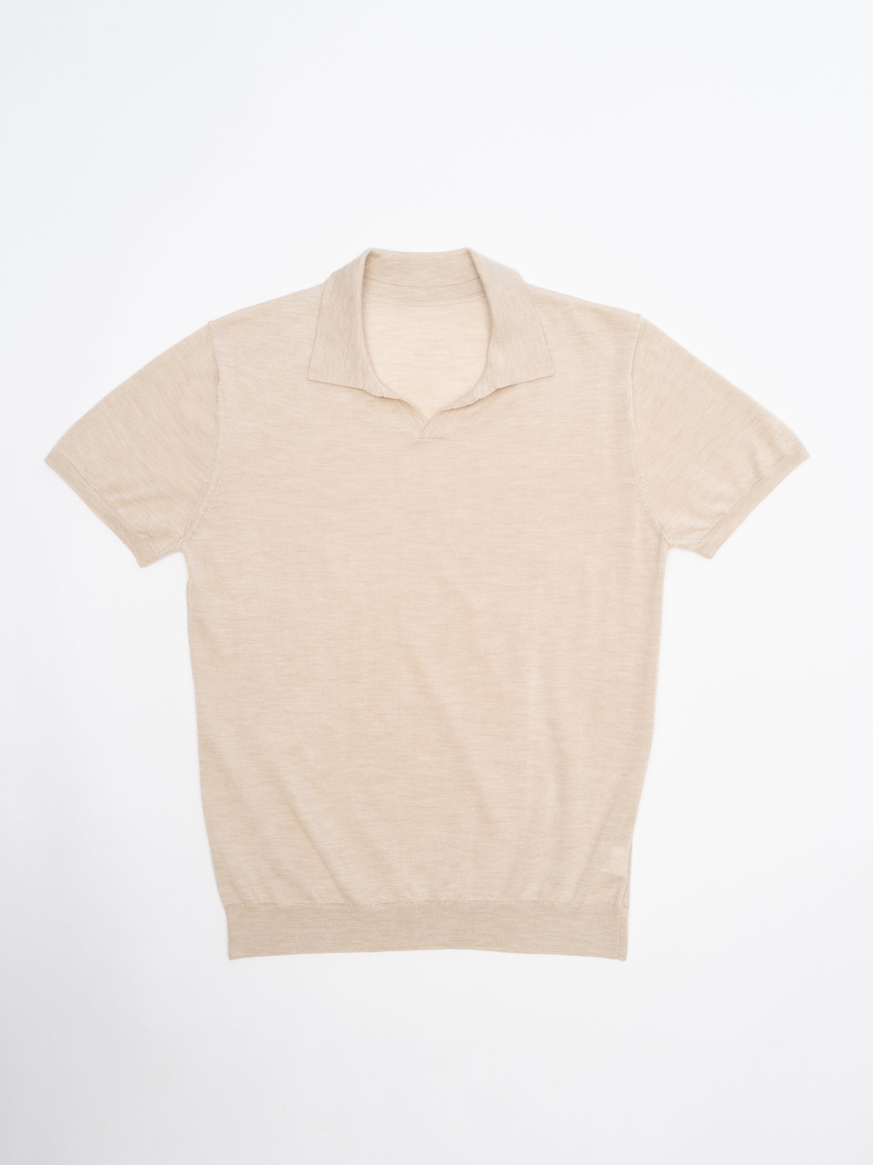 Riva Johnny Collar Silk Cashmere Polo - Natural