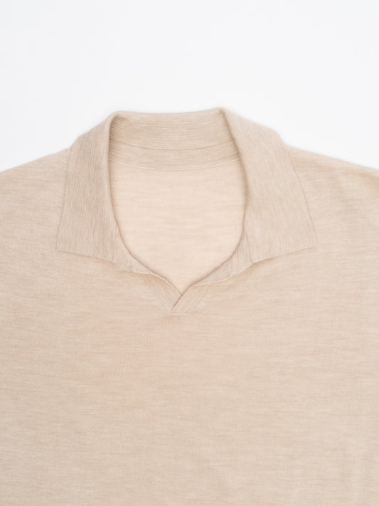 Riva Johnny Collar Silk Cashmere Polo - Natural