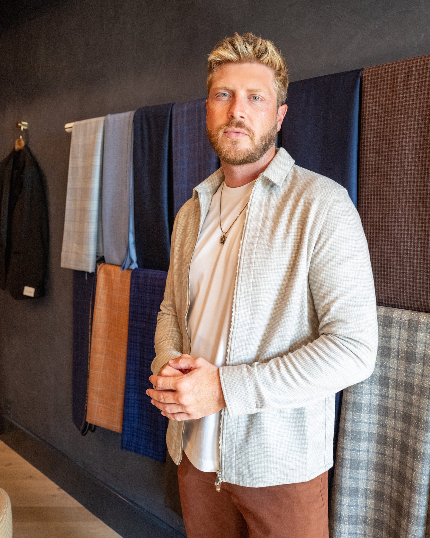 Avi Bomber Jacket - Taupe Houndstooth