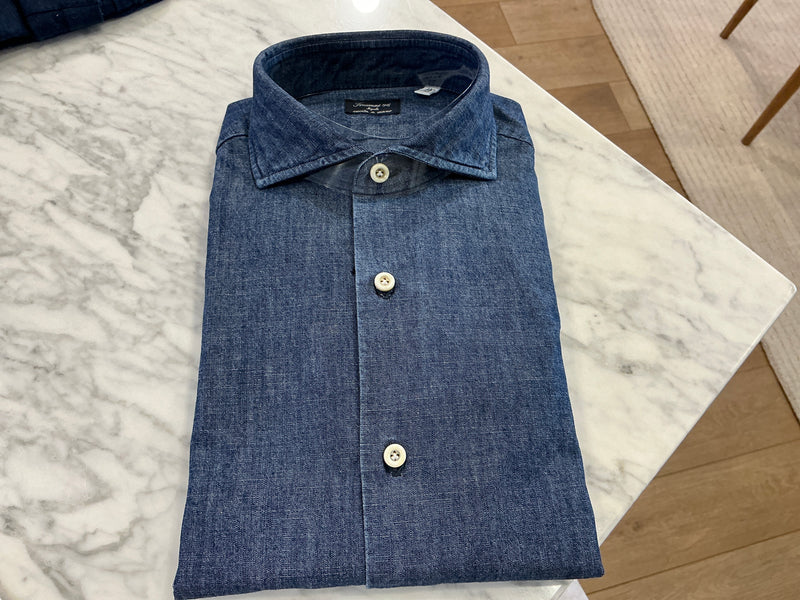 Finamore LS Faded Denim Button Up