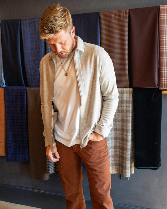 Avi Bomber Jacket - Taupe Houndstooth