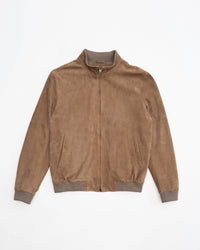 Suede Deck Zip Bomber - Taupe