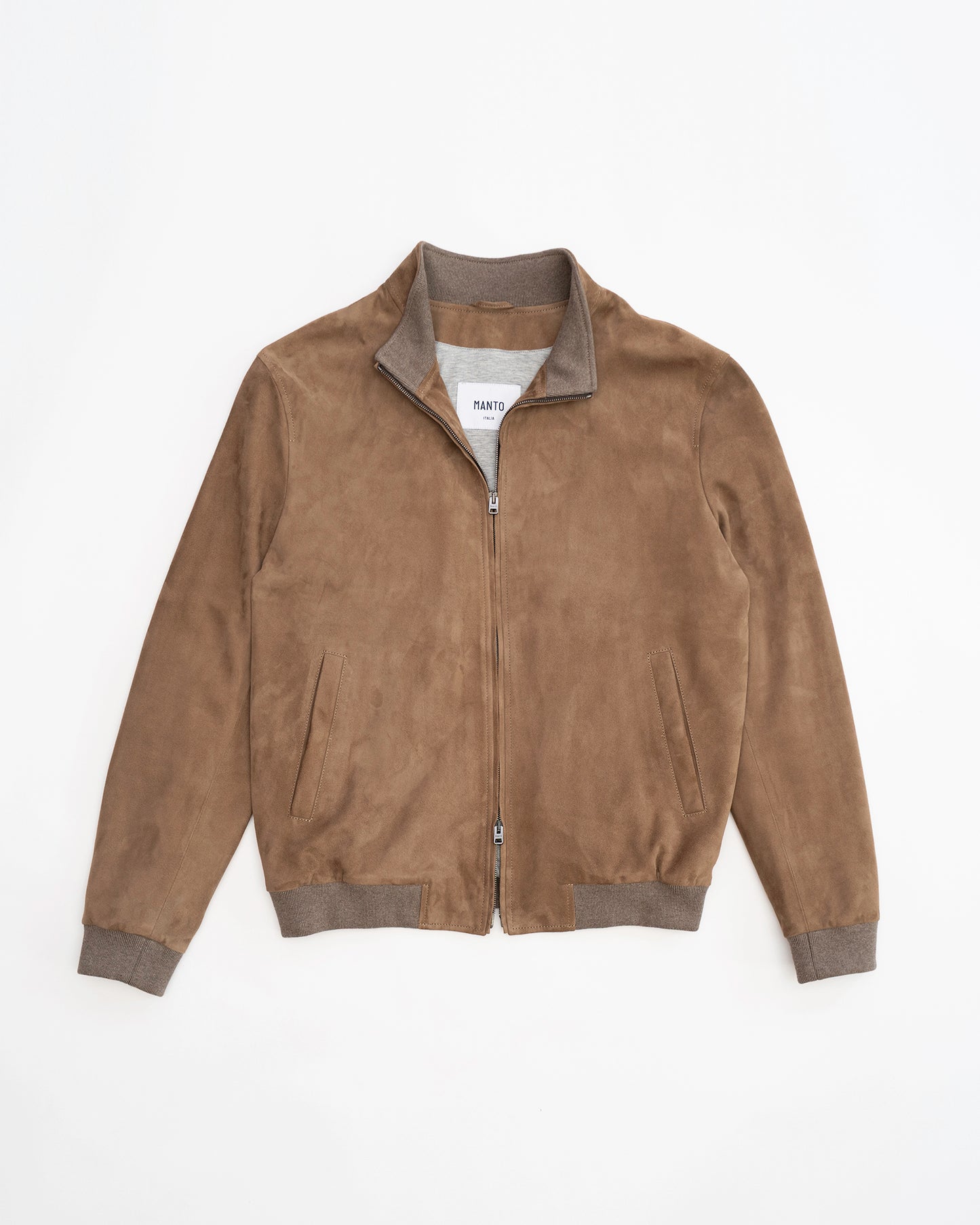 Suede Deck Zip Bomber - Taupe