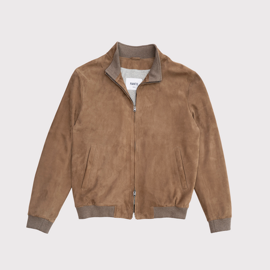 Deck Zip Taupe Suede Bomber