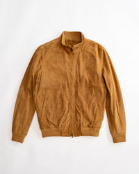Suede Deck Zip Bomber - Camel