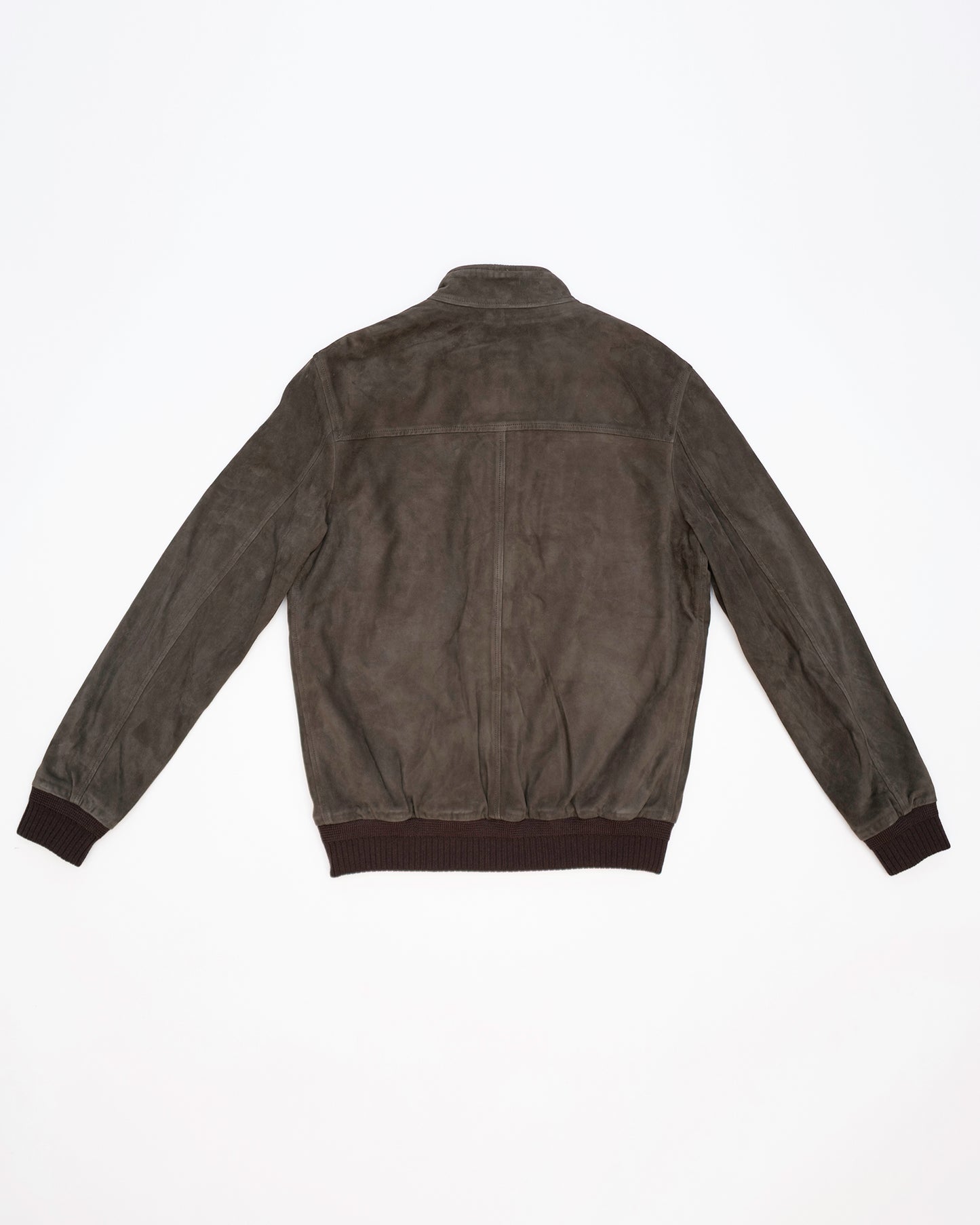 Suede Deck Zip Bomber - Chocolate Brown