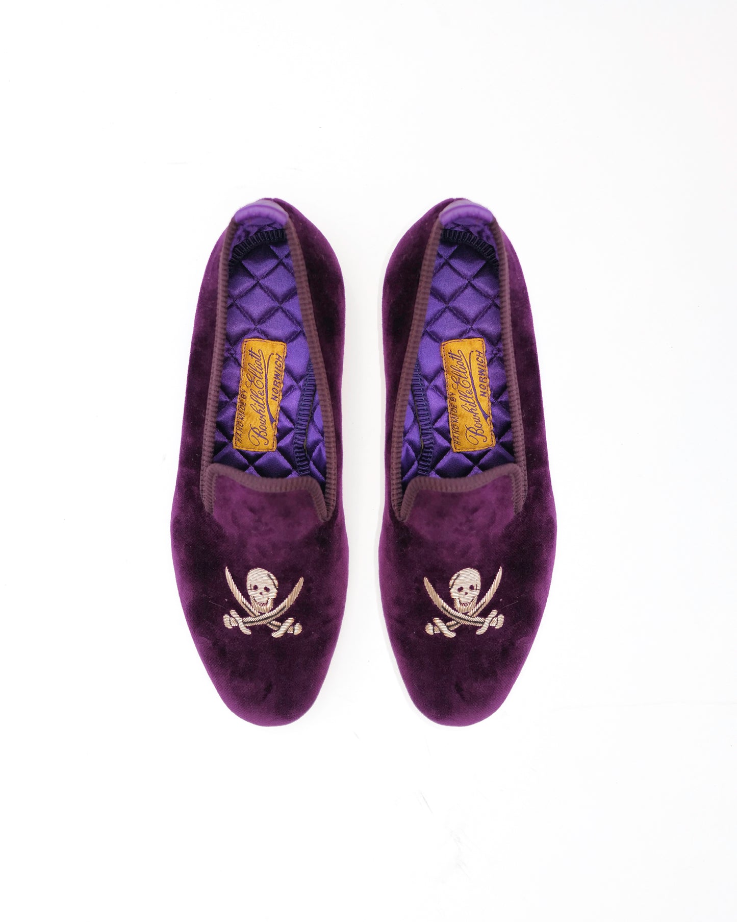 BE4 - Albert Embroidered Slippers w/Skull & Sabres - Purple