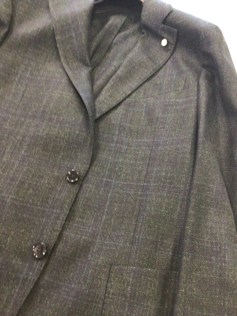 Luigi Bianchi Navy/Green Plaid Sport Coat