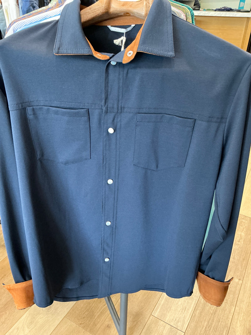 Marco Pescarolo LS Snap Shirt w/Suede