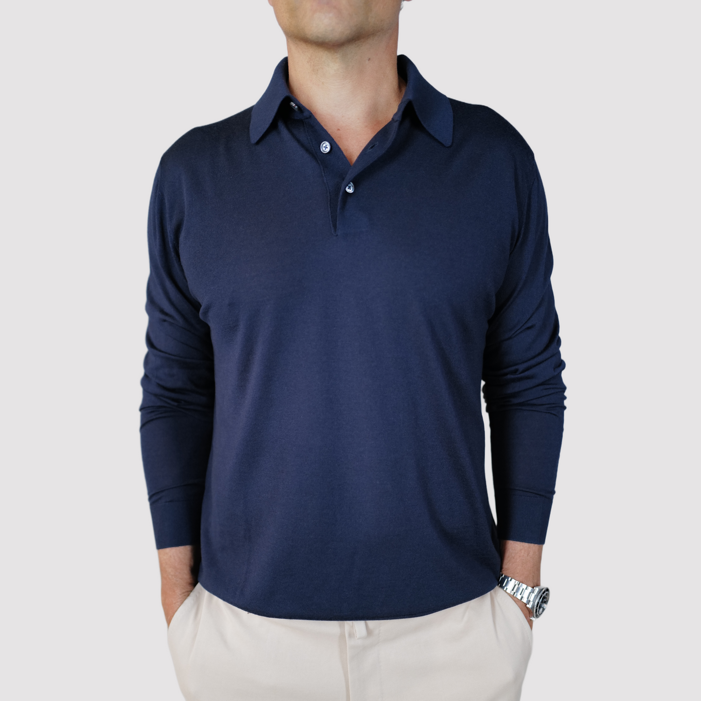 Kiton 14 Micron Long-Sleeve Polo
