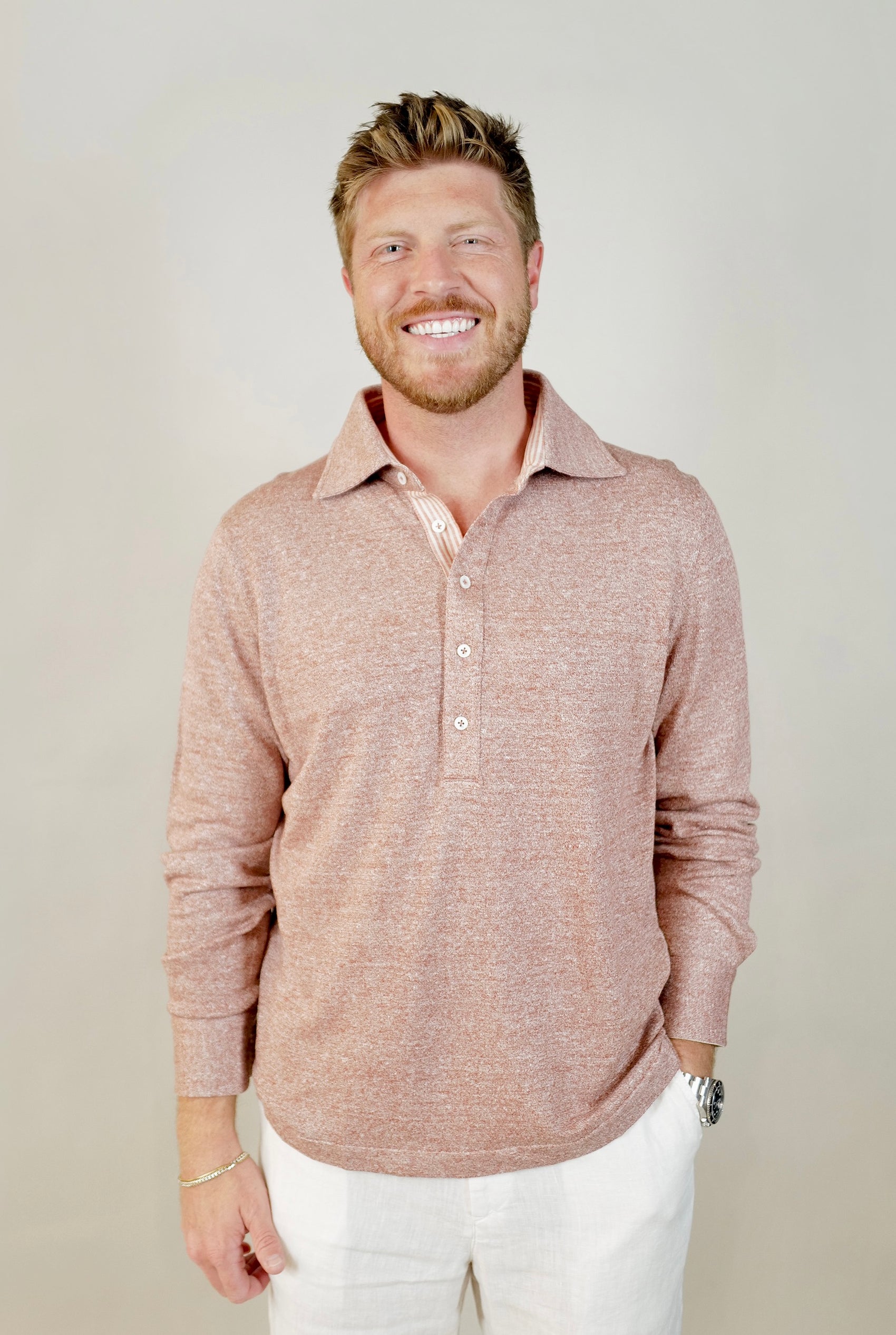 Fioroni L/S Knit Linen Polo