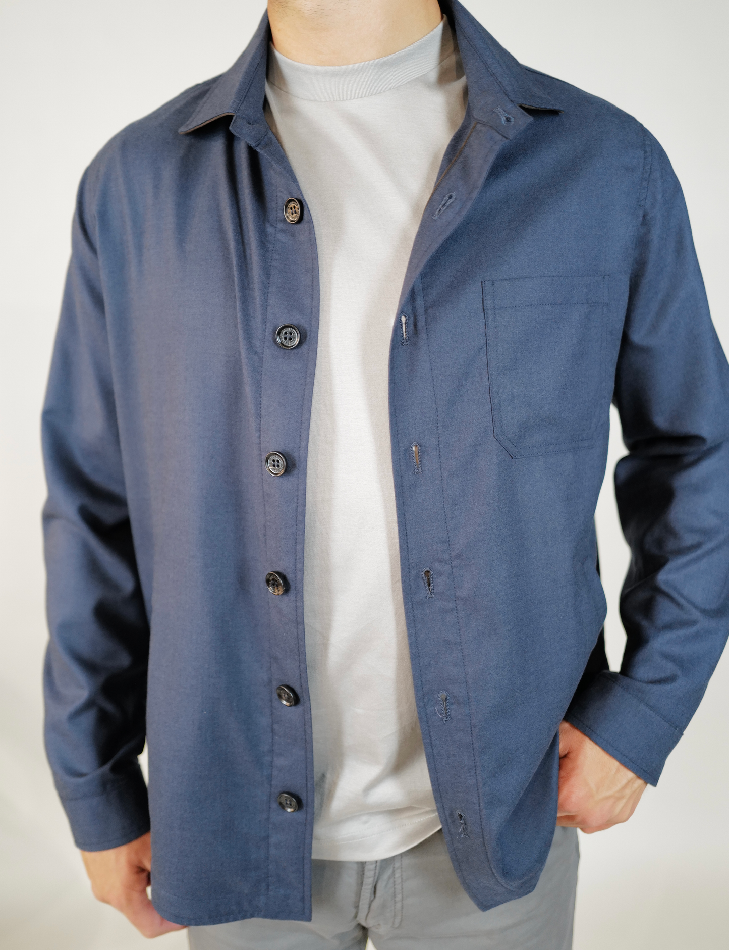 Maurizio Baldassari Cashmere/Silk Overshirt - Navy
