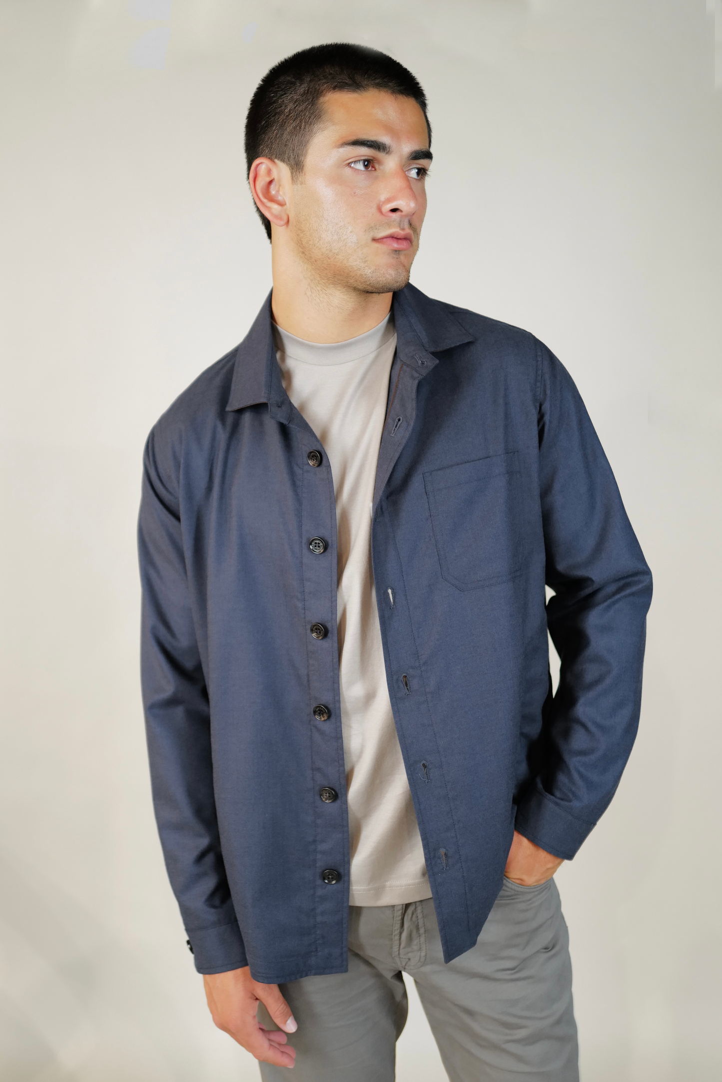 Maurizio Baldassari Cashmere/Silk Overshirt - Navy