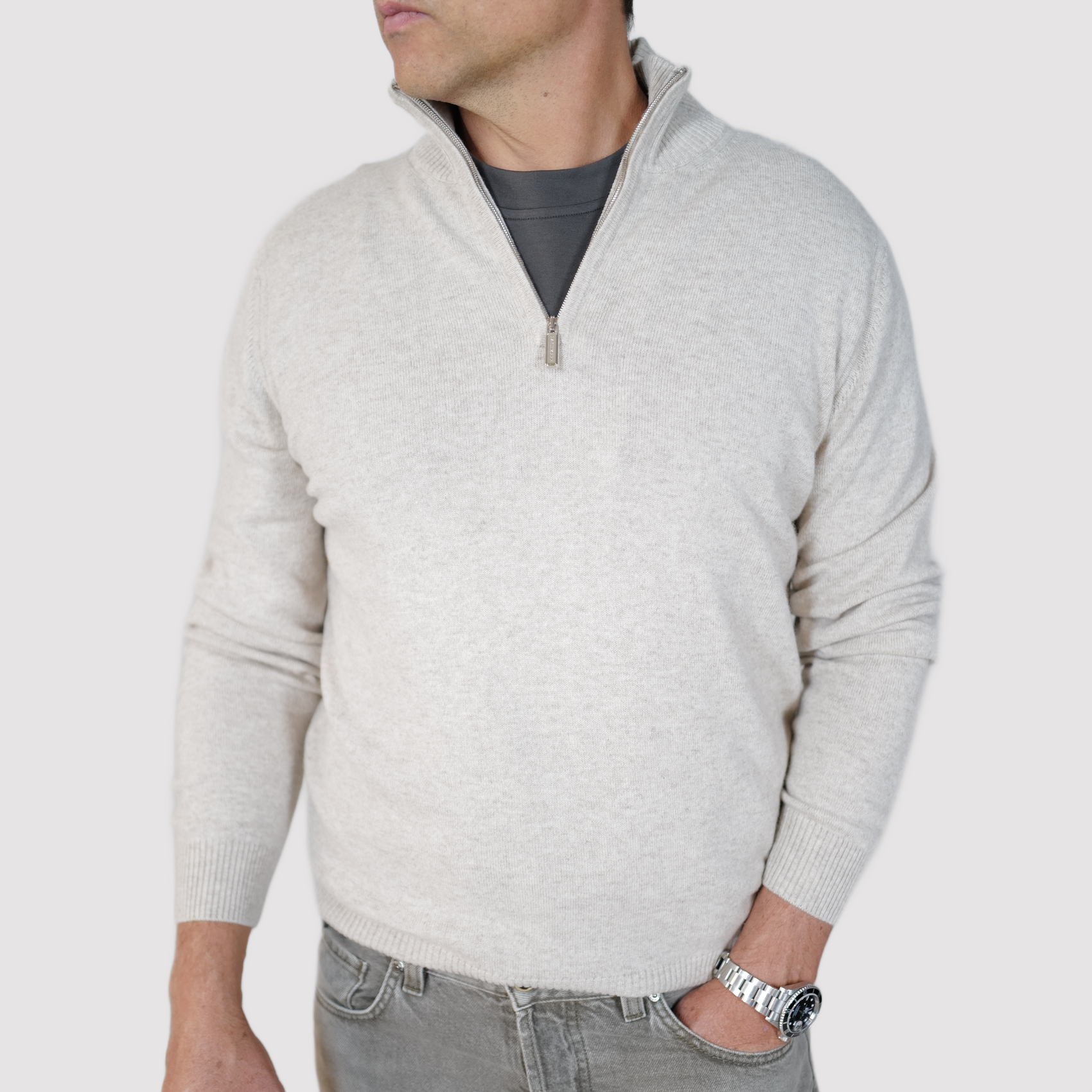Pashmere Baby Cashmere Half Zip Sweater