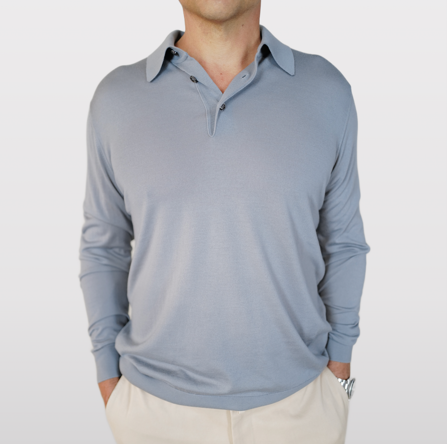 Kiton 14 Micron Long-Sleeve Polo