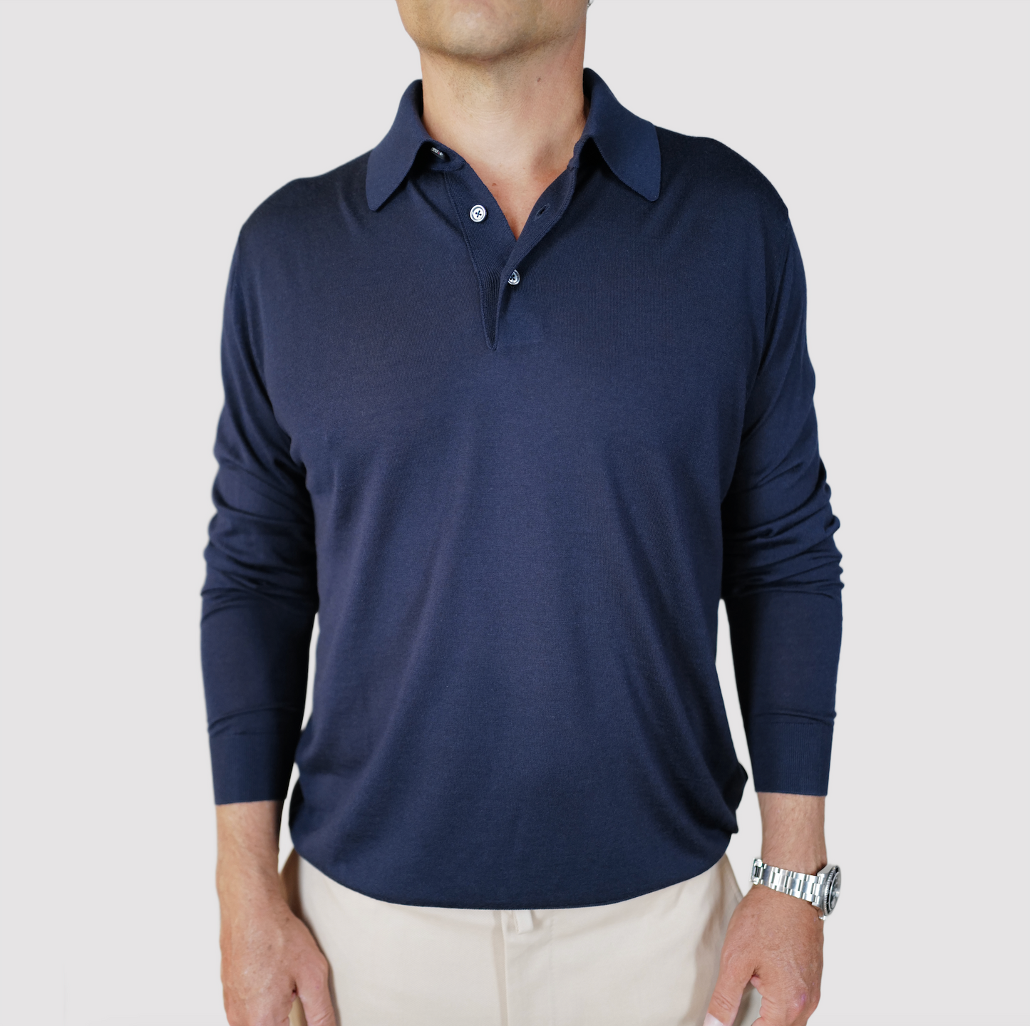 Kiton 14 Micron Long-Sleeve Polo