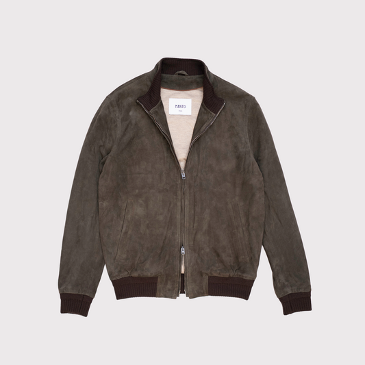 Deck Zip Chocolate Brown Suede Bomber