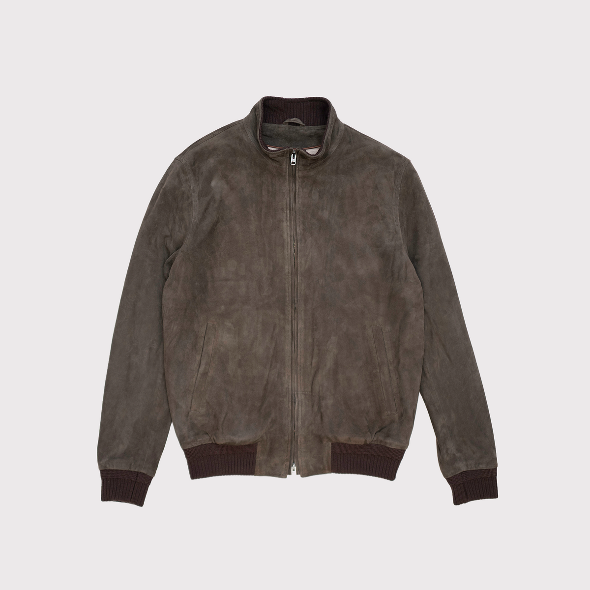 Deck Zip Chocolate Brown Suede Bomber