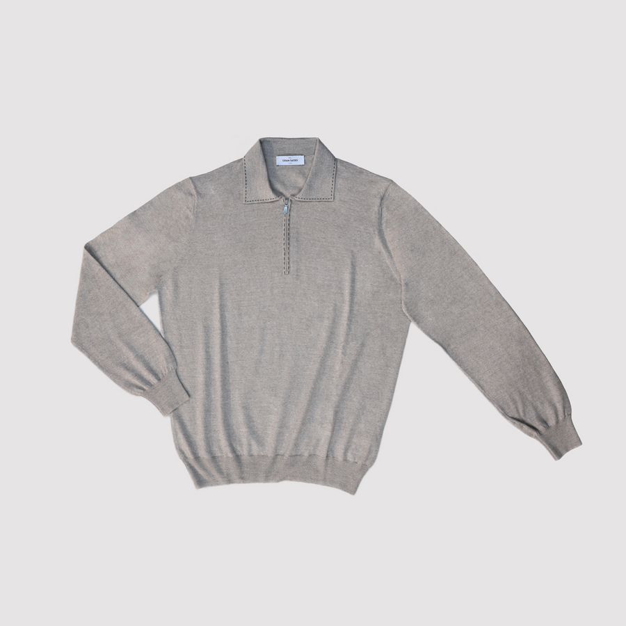 Gran Sasso Wool Half Zip Knit Polo