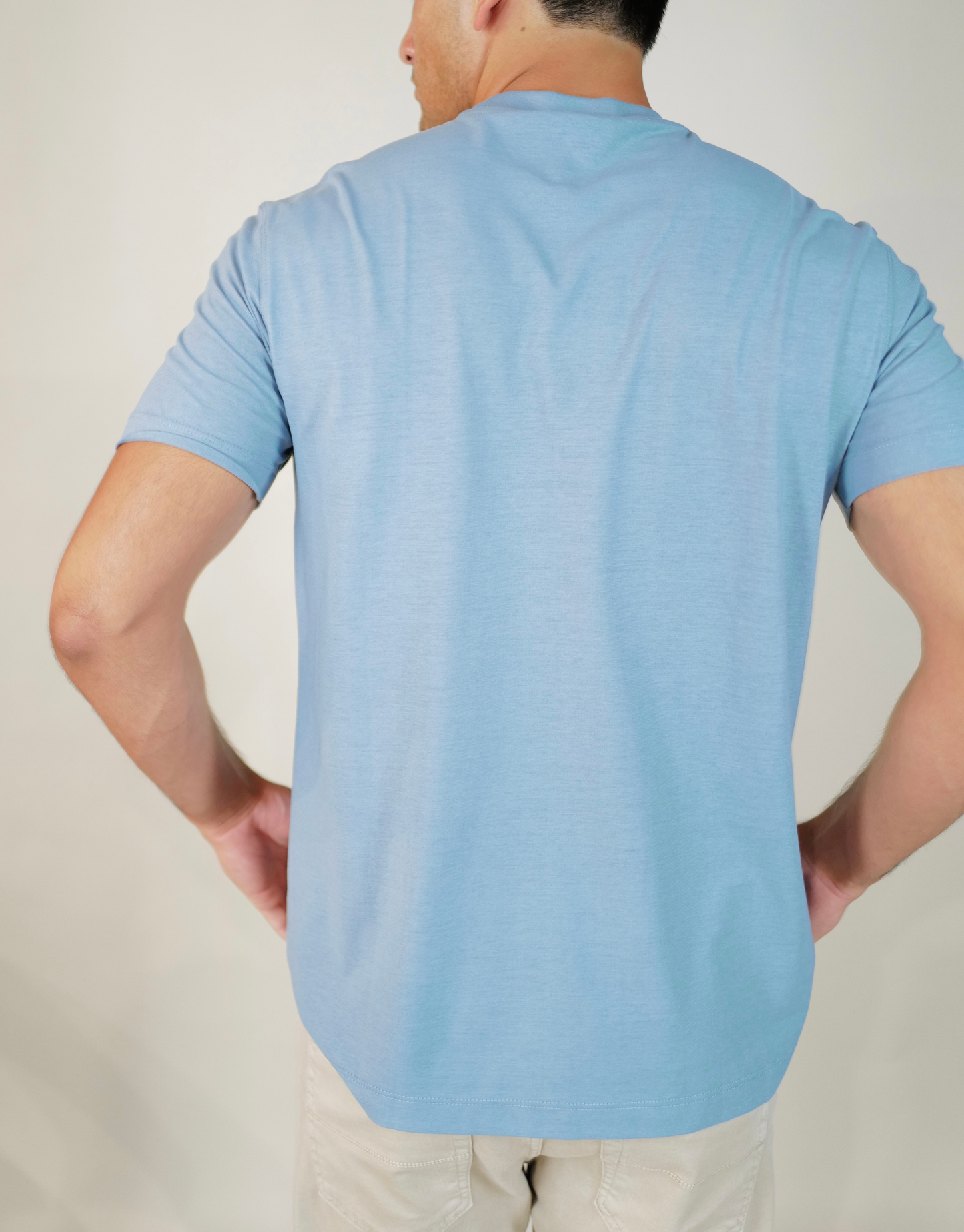 Kired Crepe Cotton Crew T-Shirt - Air Blue