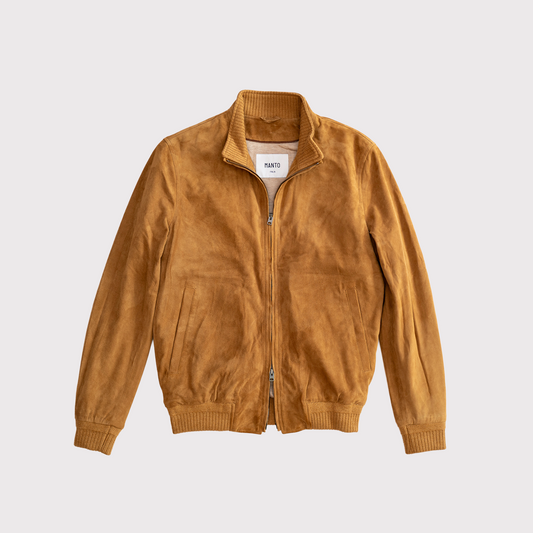Deck Zip Camel Suede Bomber