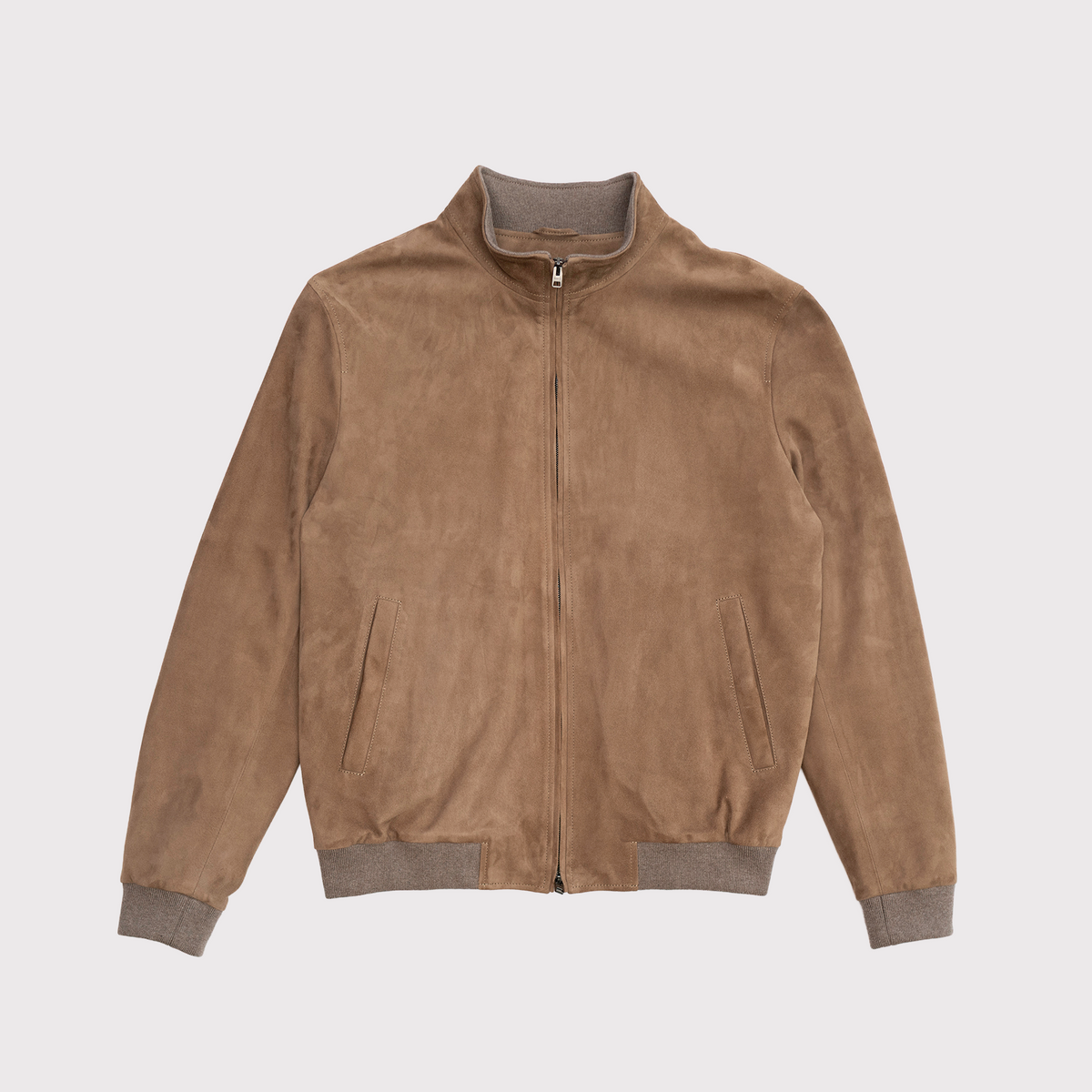 Deck Zip Taupe Suede Bomber