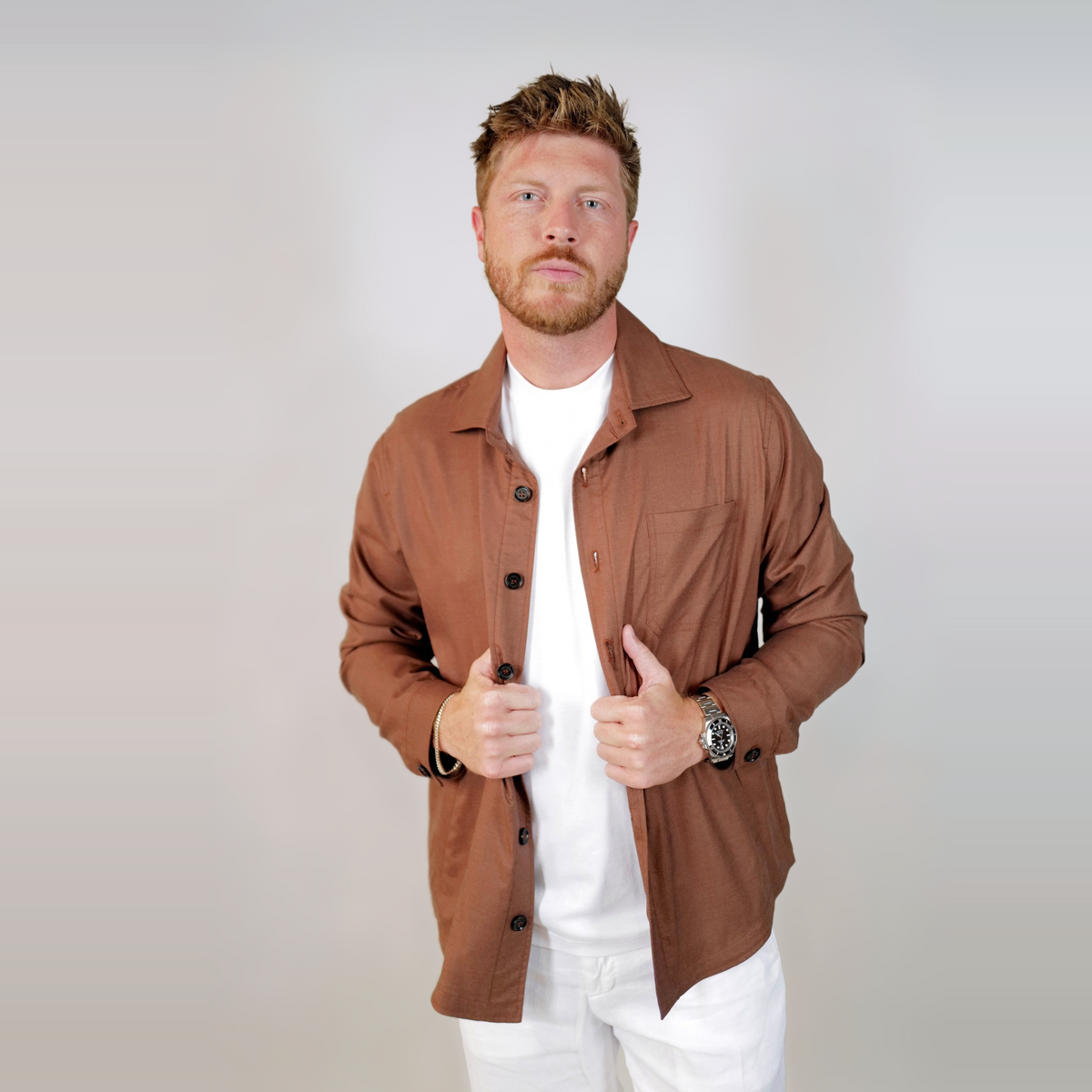 Maurizio Baldassari Cashmere/Silk Overhsirt - Brown