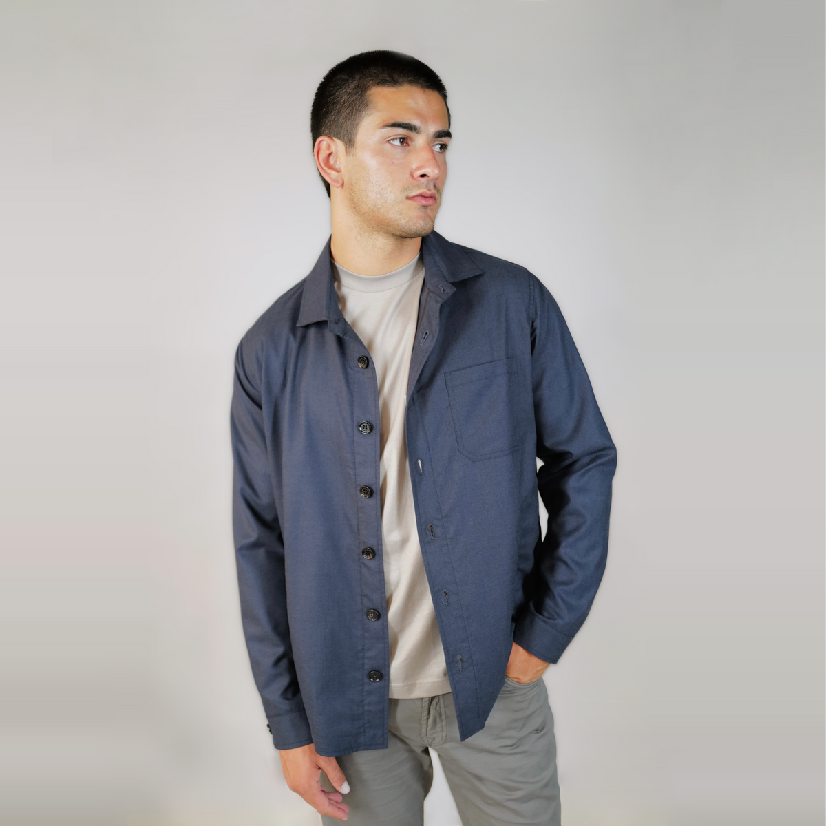 Maurizio Baldassari Cashmere/Silk Overshirt - Navy